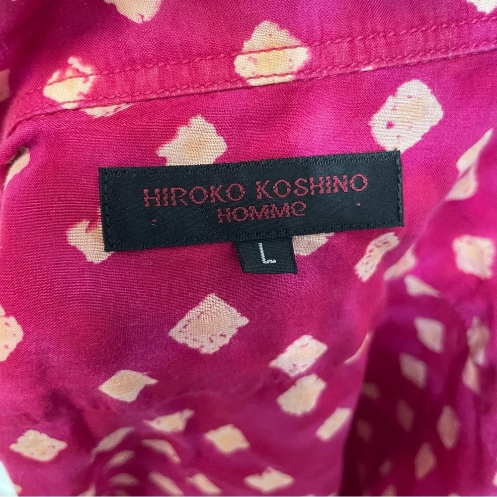 Japanese Hiroko Koshino Homme patterned button up blouse shirt unisex large - Picture 3 of 9